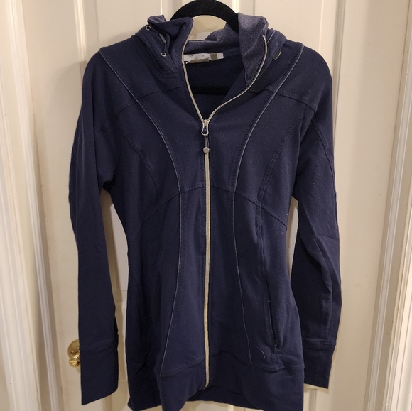Athleta Tops - Athleta navy blue zip up hoodie with thumbholes, size M, barely used